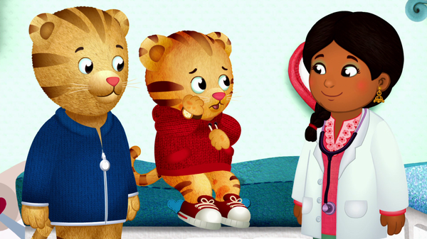 Daniel Tiger at the doctor with a food allergy.