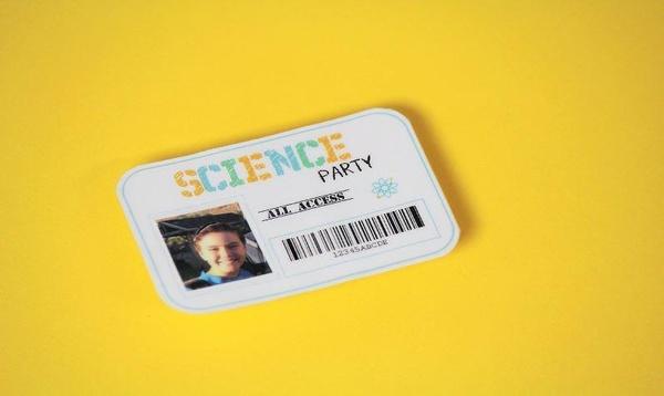 Image of science party scientist badge