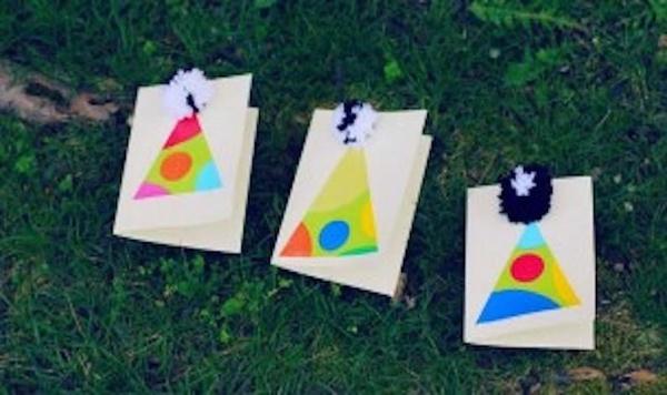 Image of birthday party hat cards feature