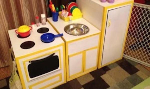 Image of cardboard kitchen feature