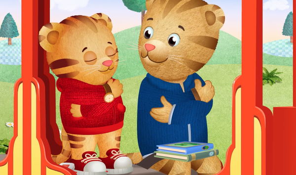 Daniel Tiger and Dad Tiger practicing belly breathing.