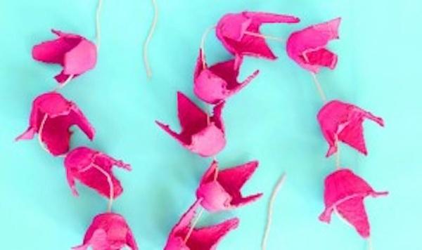 Image of egg carton flower garland feature