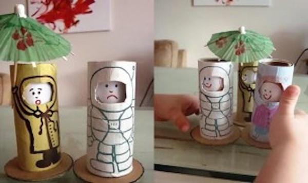 Image of face changing paper dolls feature