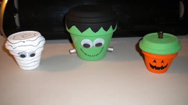 Image of halloween painted pots