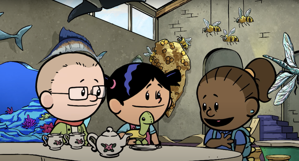 Brad and Yadina having tea with a special guest.
