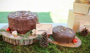 Nature Cat birthday party Woodland Tree Stump Cake