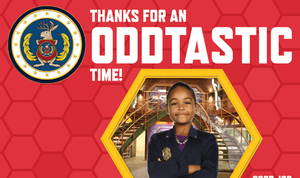 Odd Squad birthday party thank you card