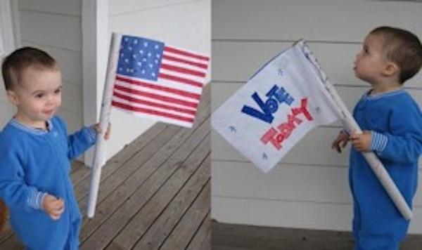Image of patriotic paper flags feature