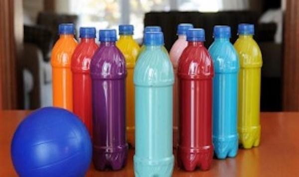Image of plastic bottle bowling feature