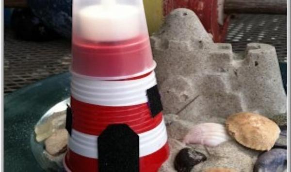 Image of plastic cup lighthouse feature