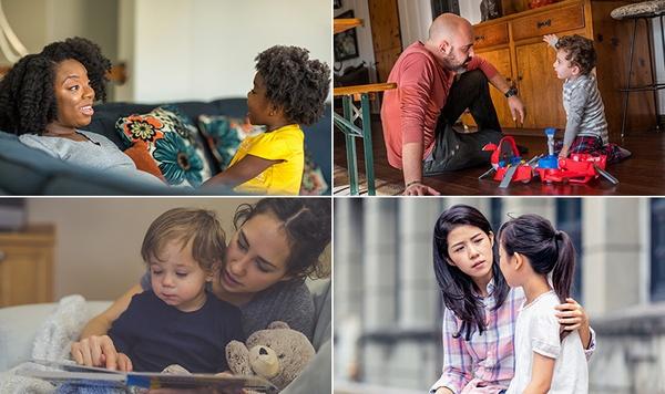 Image of adults talking with children.