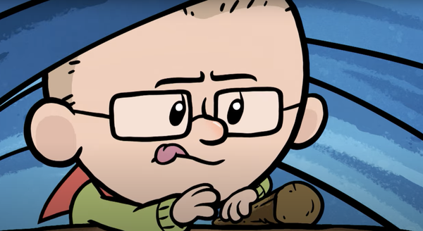 Image of Brad focusing and trying hard to complete a task.