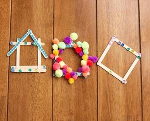 Close up image of three decorated picture frames.
