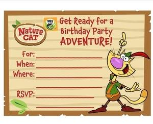Nature Cat birthday party invitation