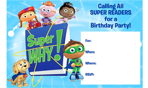 Super Why birthday party invitations
