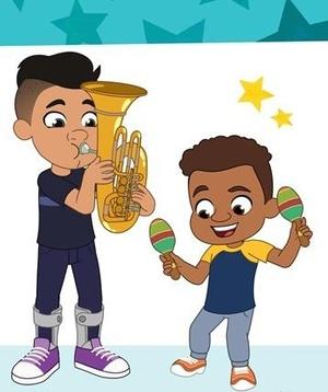 Eddie Mambo and Junior playing instruments.