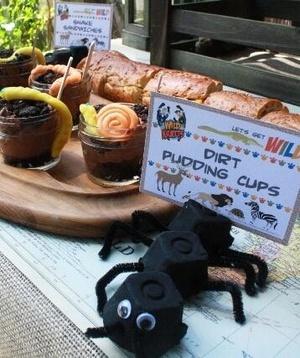 Wild Kratts birthday party dirt pudding cups