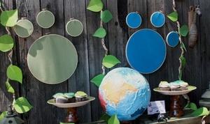 Wild Kratts birthday party blue and green embroidery hoop paws for decoration