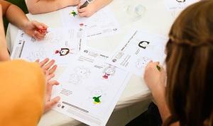 Kids coloring puppets.