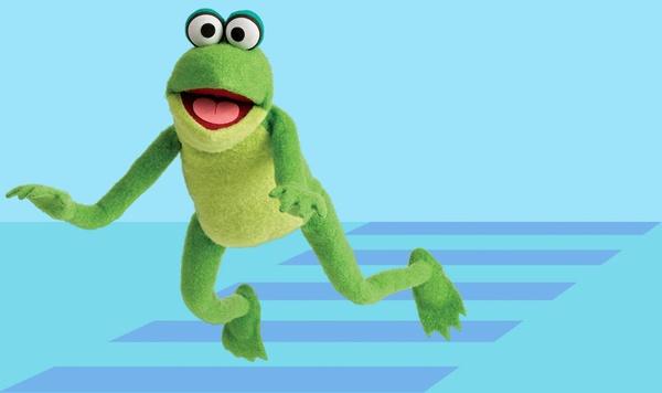 Picture of a toy frog jumping