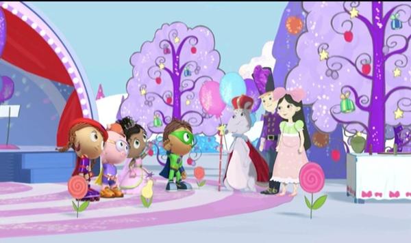 Image of Super Why and friends performing in a play.