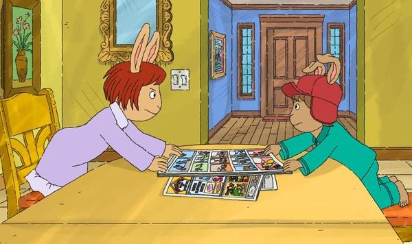 Two characters from the Arthur TV series arguing over a game.