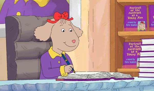 Imagen de Fern escribiendo en su álbum de recuerdos.