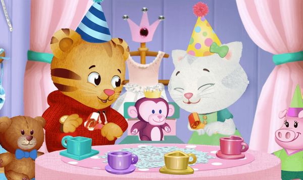 Daniel Tiger and Katerina having a party.
