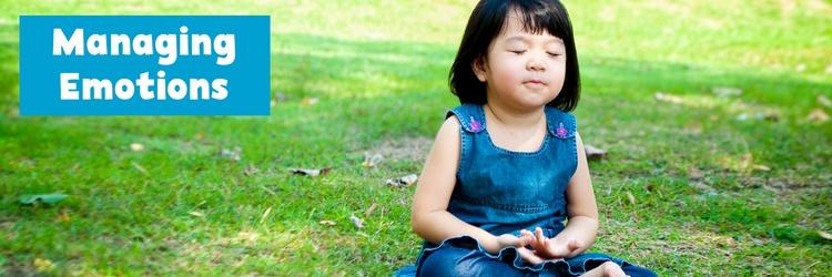 Young girl meditating outdoors.