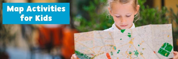 Young girl looking at a map.