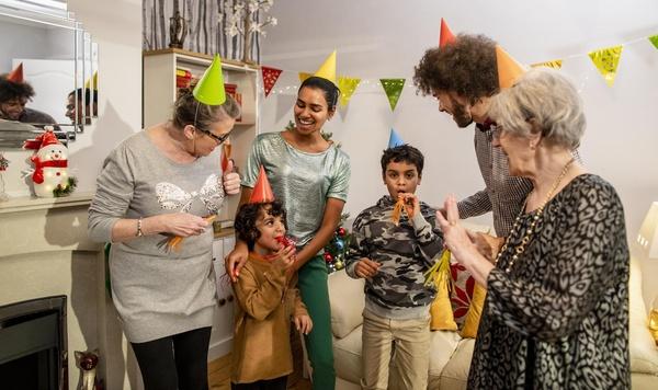 Family counting down to the new year.