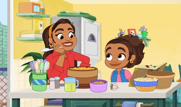Alma and Mami making mofongo.
