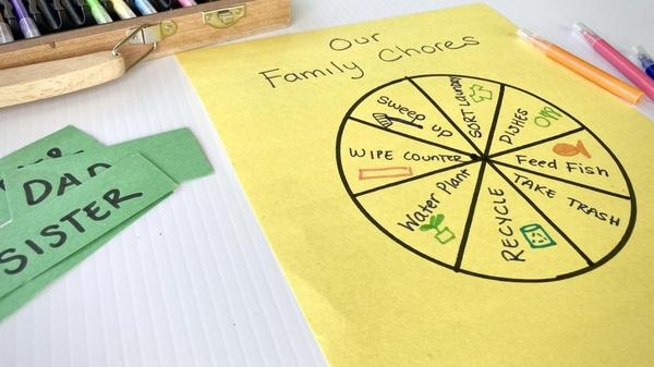 An image showing a completed family chore chart.