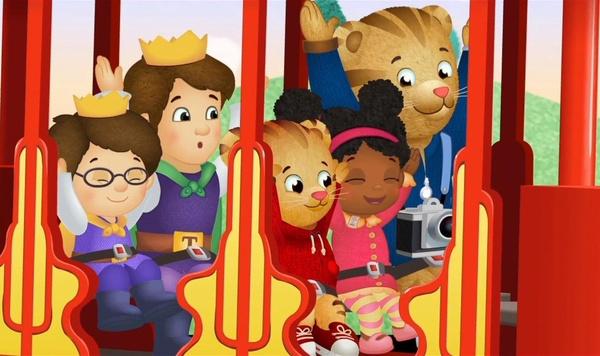Daniel and friends on trolley.